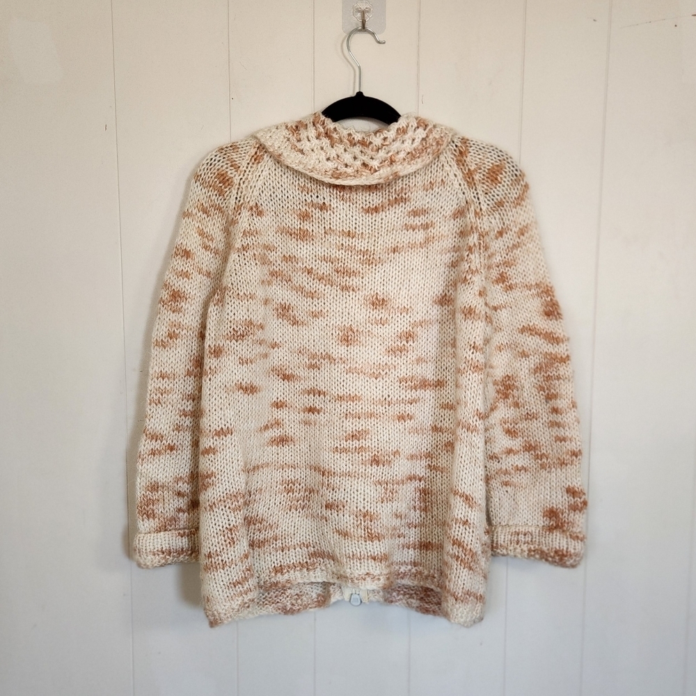 Vintage Handmade Peach Cardigan Sweater Cottagecore Academia Winter Preppy 90s - Picture 2 of 9